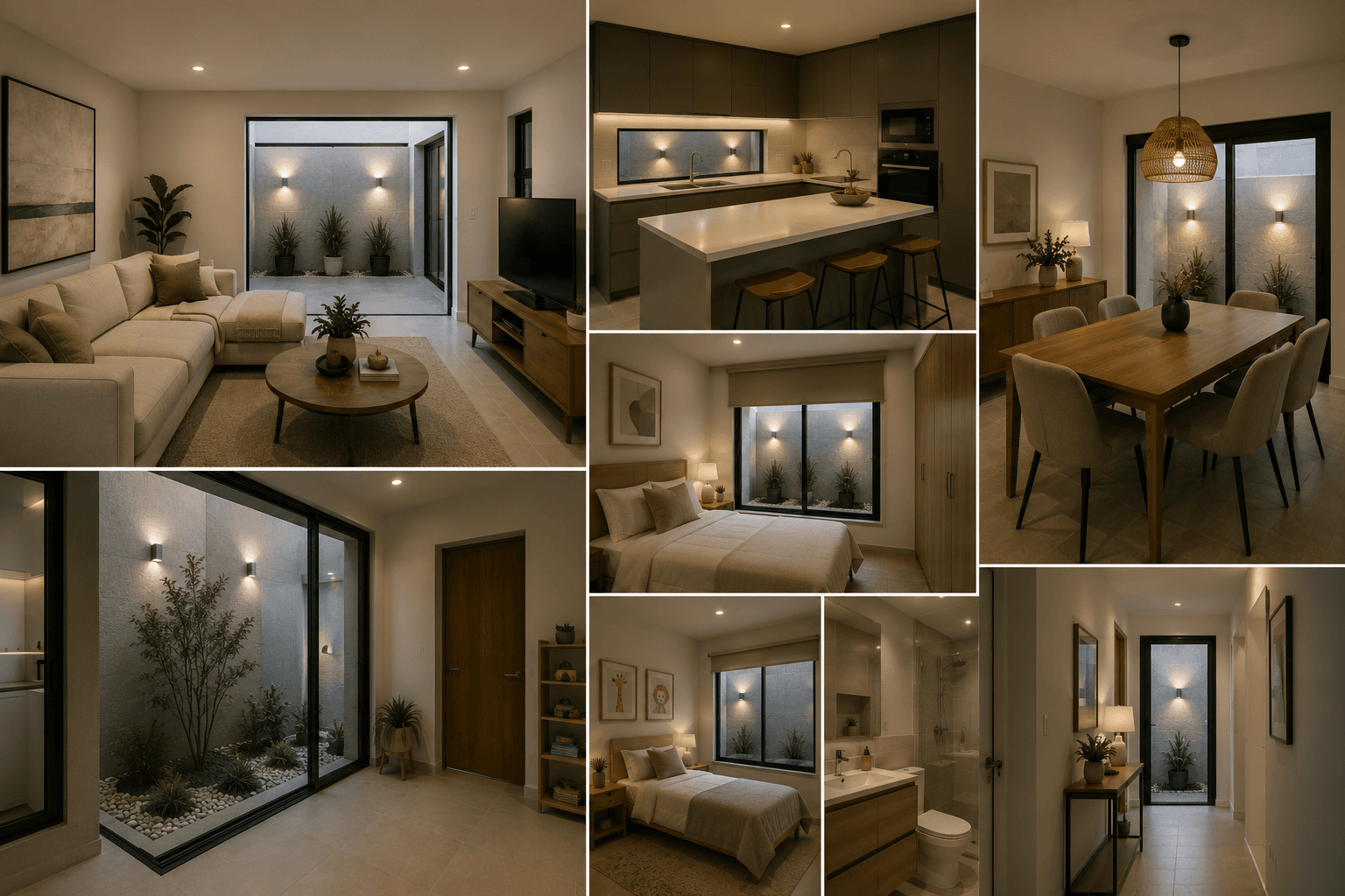 Galería de una casa contemporánea con patio interior