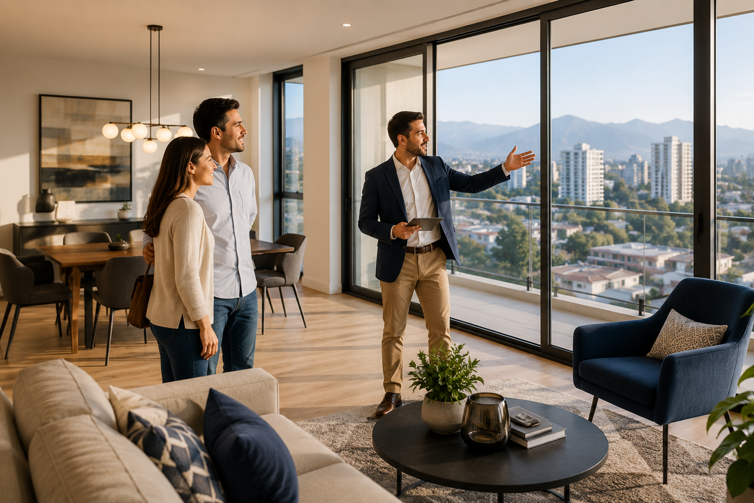 Asesor inmobiliario de Nexos acompañando a una pareja